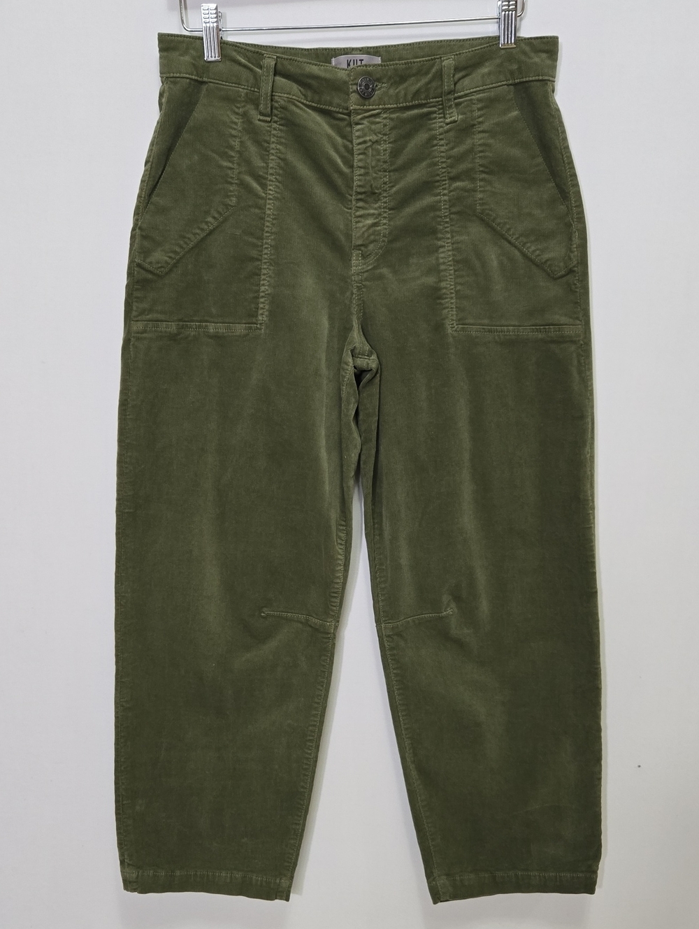 Kut From The Kloth Ashton Barrel Leg Corduroy Pants Size 6 High Rise Birch Green - Picture 5 of 10